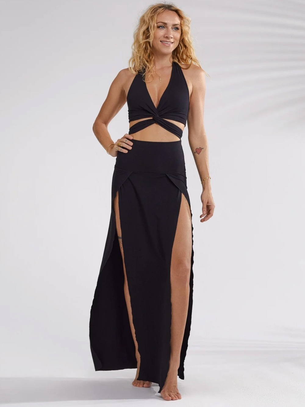 Royal Codes Cleopatra Slit Skirt - Handmade Black Onyx Small NWT